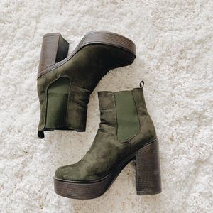 Public Desire Green Suede Platform Boots